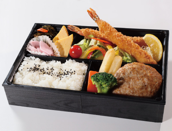 ハンバーグと海老フライ弁当
