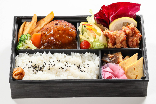 常陸牛ハンバーグとから揚げ弁当